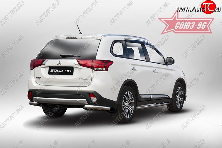 8 504 р. Защита заднего бампера из боковых полированых уголков (d60) Souz-96 Mitsubishi Outlander GF 2-ой рестайлинг (2015-2018)  с доставкой в г. Йошкар-Ола