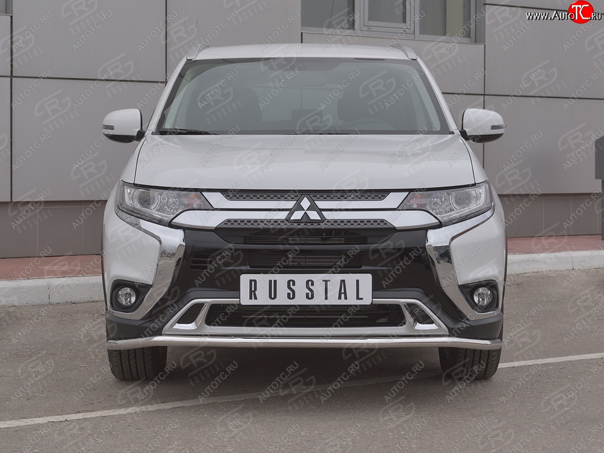 14 749 р. Защита переднего бампера (Ø42 мм, нержавейка) SLITKOFF  Mitsubishi Outlander  GF (2018-2022) 3-ий рестайлинг  с доставкой в г. Йошкар-Ола