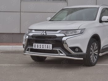 14 749 р. Защита переднего бампера (Ø42 мм, нержавейка) SLITKOFF  Mitsubishi Outlander  GF (2018-2022) 3-ий рестайлинг  с доставкой в г. Йошкар-Ола. Увеличить фотографию 2