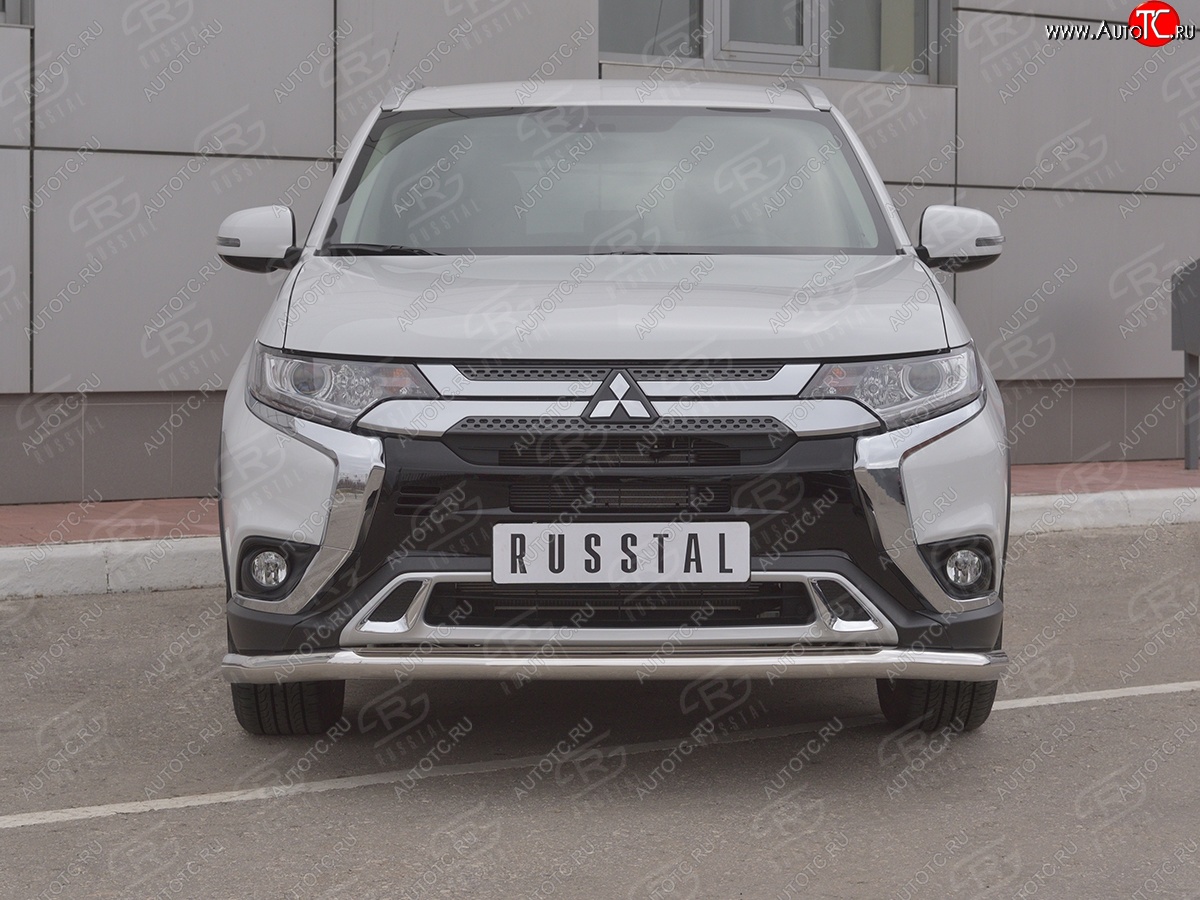 14 999 р. Защита переднего бампера (Ø 63 мм, нержавейка) SLITKOFF  Mitsubishi Outlander  GF (2018-2022) 3-ий рестайлинг  с доставкой в г. Йошкар-Ола