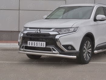 14 999 р. Защита переднего бампера (Ø 63 мм, нержавейка) SLITKOFF  Mitsubishi Outlander  GF (2018-2022) 3-ий рестайлинг  с доставкой в г. Йошкар-Ола. Увеличить фотографию 2