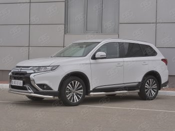 14 999 р. Защита переднего бампера (Ø 63 мм, нержавейка) SLITKOFF  Mitsubishi Outlander  GF (2018-2022) 3-ий рестайлинг  с доставкой в г. Йошкар-Ола. Увеличить фотографию 3