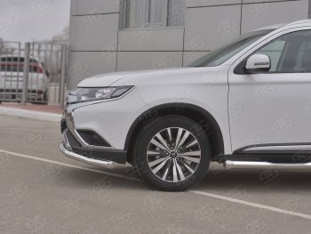 14 999 р. Защита переднего бампера (Ø 63 мм, нержавейка) SLITKOFF  Mitsubishi Outlander  GF (2018-2022) 3-ий рестайлинг  с доставкой в г. Йошкар-Ола. Увеличить фотографию 4