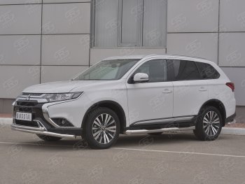 17 549 р. Защита переднего бампера (2 трубы Ø63 и 42 мм, нержавейка) SLITKOFF  Mitsubishi Outlander  GF (2018-2022) 3-ий рестайлинг  с доставкой в г. Йошкар-Ола. Увеличить фотографию 2