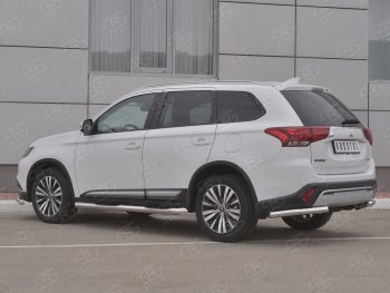 13 899 р. Защита заднего бампера (Ø63 мм уголки, нержавейка) SLITKOFF Mitsubishi Outlander GF 3-ий рестайлинг (2018-2022)  с доставкой в г. Йошкар-Ола. Увеличить фотографию 2