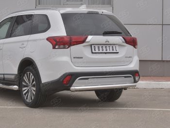 16 799 р. Защита заднего бампера (Ø63 мм, нержавейка) SLITKOFF Mitsubishi Outlander GF 3-ий рестайлинг (2018-2022)  с доставкой в г. Йошкар-Ола. Увеличить фотографию 2