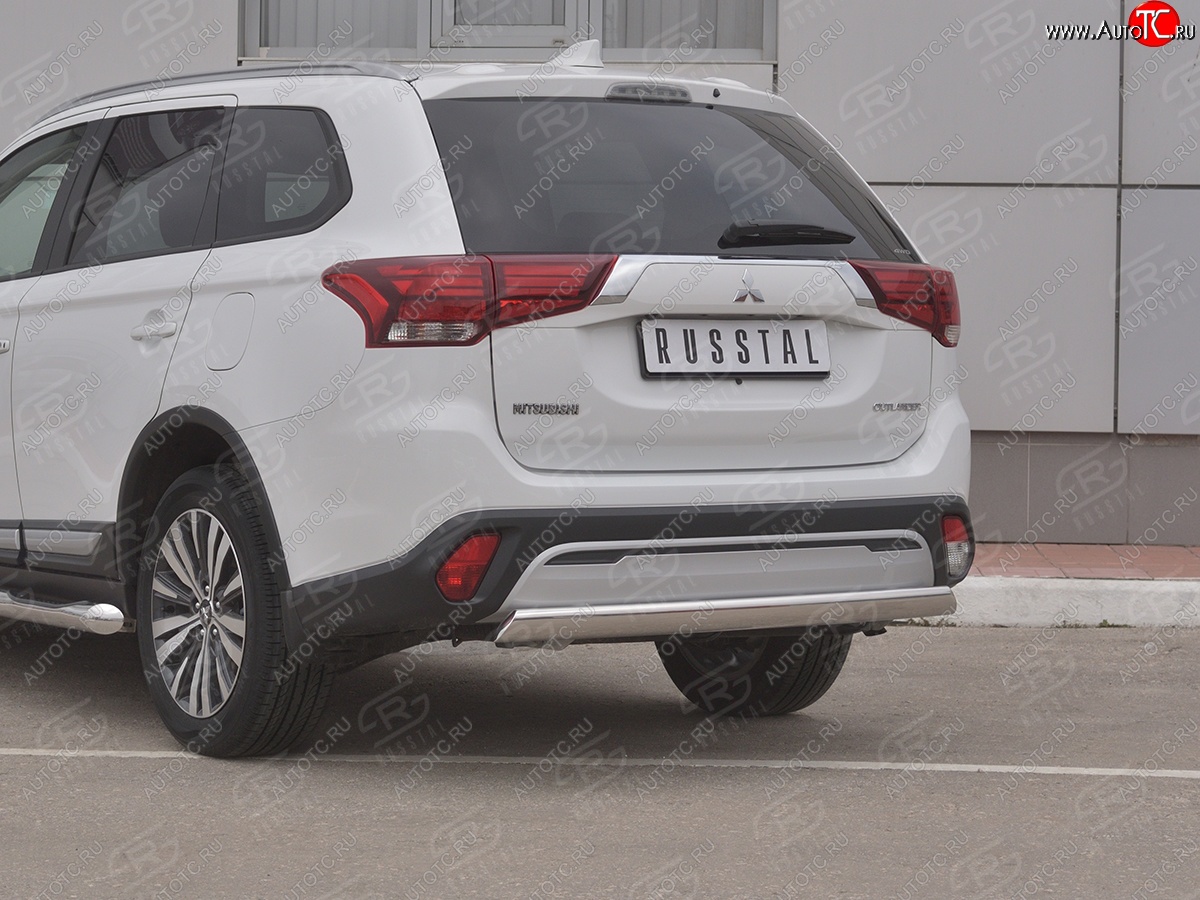 15 999 р. Защита заднего бампера (Ø75x42 мм, нержавейка) Russtal Mitsubishi Outlander GF 3-ий рестайлинг (2018-2022)  с доставкой в г. Йошкар-Ола