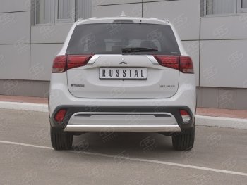 15 999 р. Защита заднего бампера (Ø75x42 мм, нержавейка) Russtal Mitsubishi Outlander GF 3-ий рестайлинг (2018-2022)  с доставкой в г. Йошкар-Ола. Увеличить фотографию 2