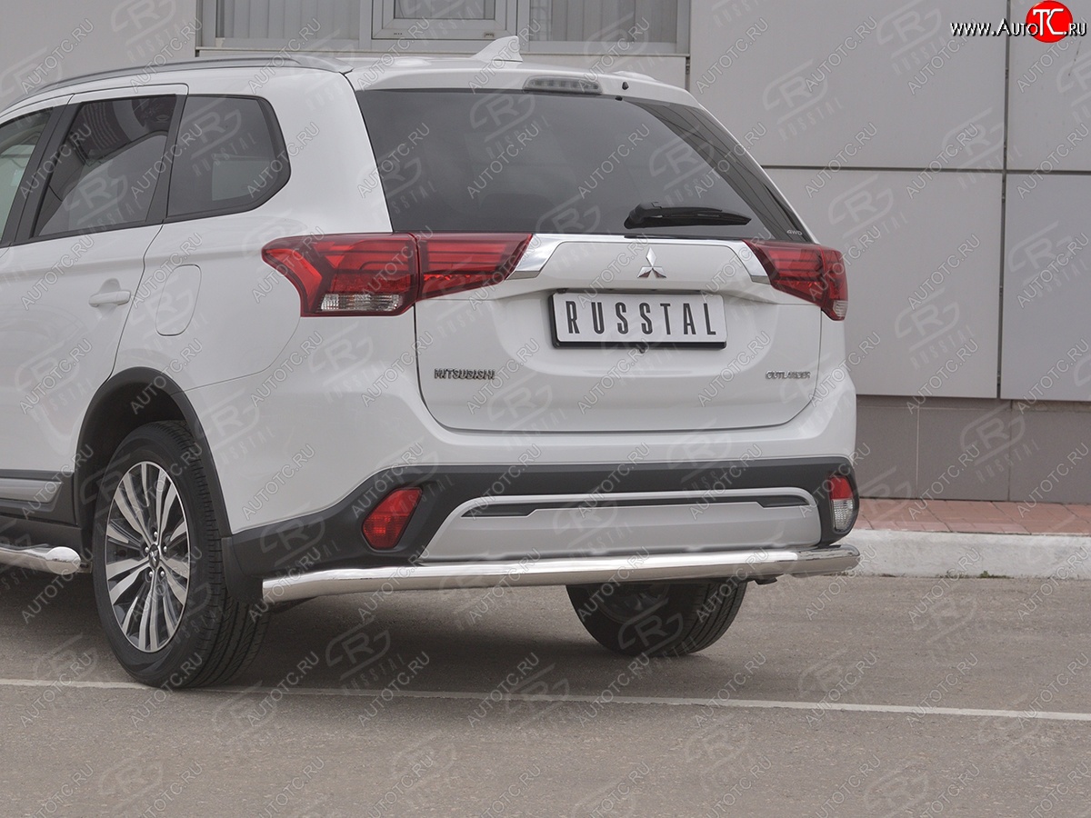 18 649 р. Защита заднего бампера (Ø63 мм, нержавейка) RUSSTAL  Mitsubishi Outlander  GF (2018-2022) 3-ий рестайлинг  с доставкой в г. Йошкар-Ола