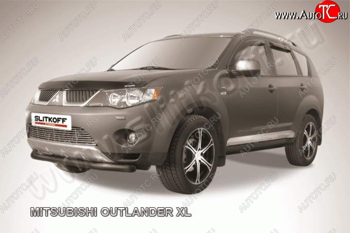 7 599 р. Защита переднего бампер Slitkoff  Mitsubishi Outlander  XL (2005-2009) (CW)  дорестайлинг (Цвет: серебристый)  с доставкой в г. Йошкар-Ола