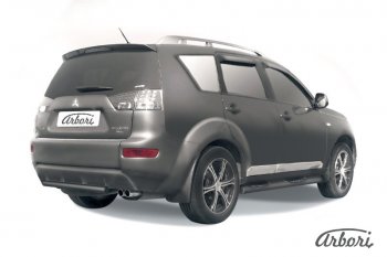 Защита заднего бампера Arbori (короткая, черная, 1 труба d57 mm). Mitsubishi Outlander XL (CW)  дорестайлинг (2005-2009)