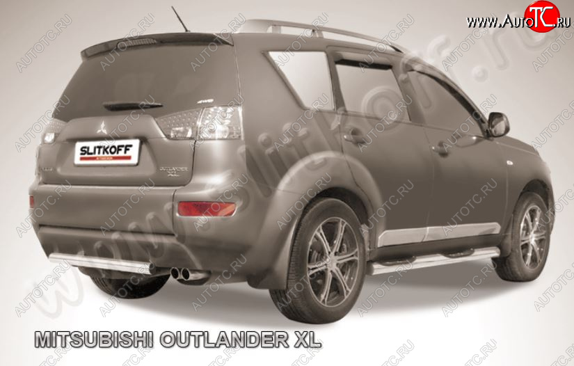 9 999 р. Защита заднего бампера из короткой трубы диаметром 57 мм Slitkoff Mitsubishi Outlander XL (CW)  дорестайлинг (2005-2009) (Нержавейка, Полированная)  с доставкой в г. Йошкар-Ола