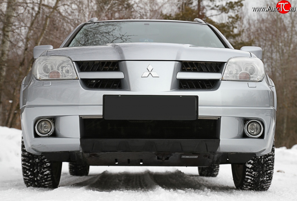 3 299 р. Накладка на передний бампер RA Mitsubishi Outlander CU (2003-2009) (Поверхность глянец (под покраску), Неокрашенная)  с доставкой в г. Йошкар-Ола