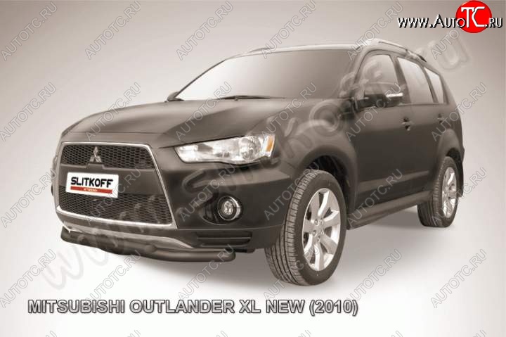 9 449 р. Защита переднего бампер Slitkoff  Mitsubishi Outlander  XL (2010-2013) (CW)  рестайлинг (Цвет: серебристый)  с доставкой в г. Йошкар-Ола