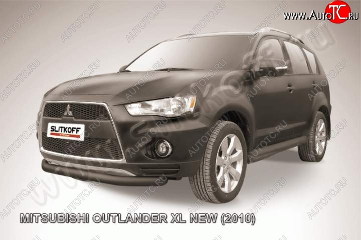 8 199 р. защита переднего бампера Slitkoff Mitsubishi Outlander XL (CW)  рестайлинг (2010-2013) (Цвет: серебристый)  с доставкой в г. Йошкар-Ола