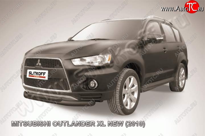 11 299 р. Защита переднего бампер Slitkoff Mitsubishi Outlander XL (CW)  рестайлинг (2010-2013) (Цвет: серебристый)  с доставкой в г. Йошкар-Ола