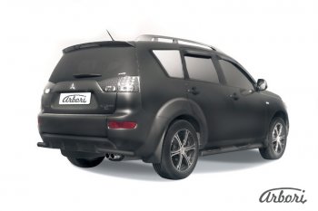 Защита заднего бампера Arbori (уголки, черная, 1 труба d57 mm). Mitsubishi Outlander XL (CW)  рестайлинг (2010-2013)