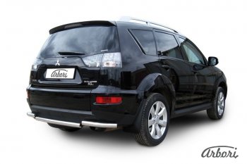 8 999 р. Защита заднего бампера Arbori (короткая, нержавейка, 1 труба d57 mm). Mitsubishi Outlander XL (CW)  рестайлинг (2010-2013)  с доставкой в г. Йошкар-Ола. Увеличить фотографию 2