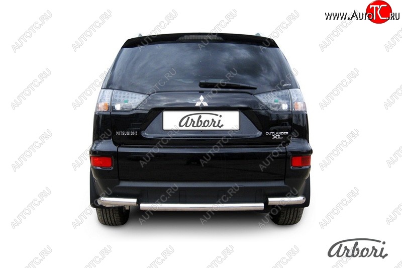 8 999 р. Защита заднего бампера Arbori (короткая, нержавейка, 1 труба d57 mm). Mitsubishi Outlander XL (CW)  рестайлинг (2010-2013)  с доставкой в г. Йошкар-Ола