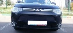 Сетка на бампер (рестайлинг) Russtal (черная) Mitsubishi Outlander GF дорестайлинг (2012-2014)