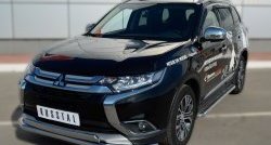 22 949 р. Защита переднего бампера (2 трубыØ75х42 и 63 мм, нержавейка) Russtal Mitsubishi Outlander GF 2-ой рестайлинг (2015-2018)  с доставкой в г. Йошкар-Ола. Увеличить фотографию 4