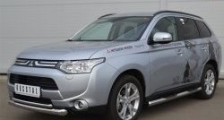 19 699 р. Защита переднего бампера (2 трубыØ76 и 42 мм, нержавейка) SLITKOFF Mitsubishi Outlander GF дорестайлинг (2012-2014)  с доставкой в г. Йошкар-Ола. Увеличить фотографию 2