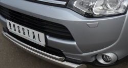 17 749 р. Защита переднего бампера (2 трубыØ76 и 42 мм, нержавейка) SLITKOFF  Mitsubishi Outlander  GF (2012-2014) дорестайлинг  с доставкой в г. Йошкар-Ола. Увеличить фотографию 3