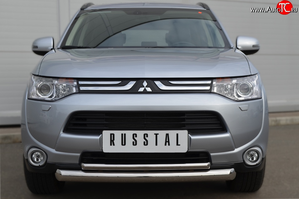 19 699 р. Защита переднего бампера (2 трубыØ76 и 42 мм, нержавейка) SLITKOFF Mitsubishi Outlander GF дорестайлинг (2012-2014)  с доставкой в г. Йошкар-Ола