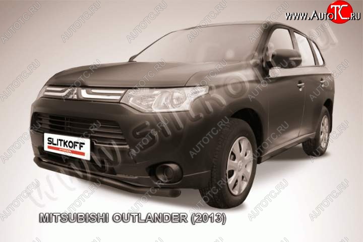 11 749 р. Защита переднего бампера Slitkoff (57мм) Mitsubishi Outlander GF дорестайлинг (2012-2014) (Цвет: серебристый)  с доставкой в г. Йошкар-Ола