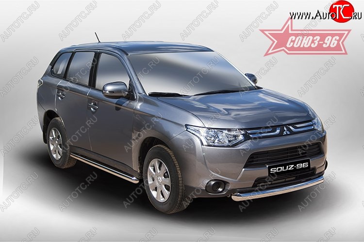 13 274 р. Защита переднего бампера одинарная Souz-96 (d76) Mitsubishi Outlander GF дорестайлинг (2012-2014)  с доставкой в г. Йошкар-Ола