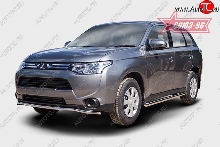 10 934 р. Защита переднего бампера диаметр трубы 42 мм Premium Souz-96 Mitsubishi Outlander GF дорестайлинг (2012-2014)  с доставкой в г. Йошкар-Ола