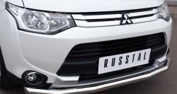 12 999 р. Одинарная защита переднего бампера диаметром 63 мм SLITKOFF  Mitsubishi Outlander  GF (2014-2016) 1-ый рестайлинг  с доставкой в г. Йошкар-Ола. Увеличить фотографию 2