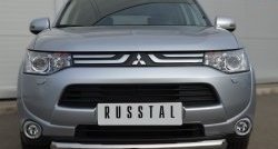 14 999 р. Одинарная защита переднего бампера диаметром 76 мм SLITKOFF Mitsubishi Outlander GF дорестайлинг (2012-2014)  с доставкой в г. Йошкар-Ола. Увеличить фотографию 3