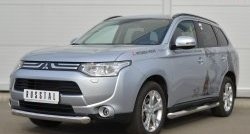 14 999 р. Одинарная защита переднего бампера диаметром 76 мм SLITKOFF Mitsubishi Outlander GF дорестайлинг (2012-2014)  с доставкой в г. Йошкар-Ола. Увеличить фотографию 4