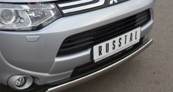 15 649 р. Защита переднего бампера (Ø75х42 мм, нержавейка) Russtal Mitsubishi Outlander GF дорестайлинг (2012-2014)  с доставкой в г. Йошкар-Ола. Увеличить фотографию 2