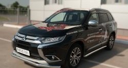 15 299 р. Защита порогов из круглой трубы диаметром 63 мм (рестайлинг) Russtal  Mitsubishi Outlander  GF (2015-2018) 2-ой рестайлинг (Защита порогов с со скосами на торцах (вариант 1))  с доставкой в г. Йошкар-Ола. Увеличить фотографию 4