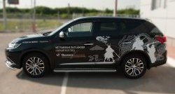 24 649 р. Широкая защита порогов SLITKOFF Mitsubishi Outlander GF 2-ой рестайлинг (2015-2018)  с доставкой в г. Йошкар-Ола. Увеличить фотографию 2