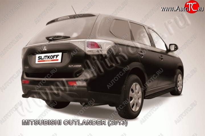 8 349 р. Защита задняя Slitkoff  Mitsubishi Outlander  GF (2012-2014) дорестайлинг (Цвет: серебристый)  с доставкой в г. Йошкар-Ола