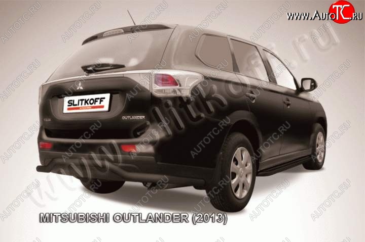 9 399 р. Защита задняя Slitkoff  Mitsubishi Outlander  GF (2012-2014) дорестайлинг (Цвет: серебристый)  с доставкой в г. Йошкар-Ола