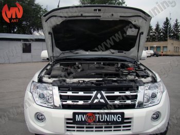 4 099 р. Упор капота MV-Tuning (двойной) Mitsubishi Pajero 4 V90 дорестайлинг (2006-2011)  с доставкой в г. Йошкар-Ола. Увеличить фотографию 3