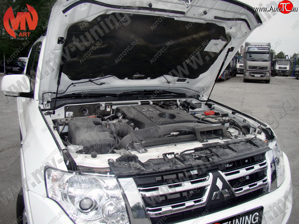 4 099 р. Упор капота MV-Tuning (двойной) Mitsubishi Pajero 4 V90 дорестайлинг (2006-2011)  с доставкой в г. Йошкар-Ола