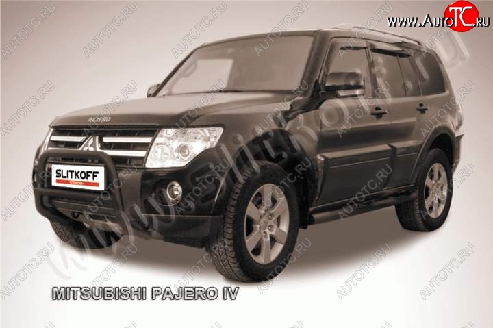 16 899 р. Кенгурятник d57 низкий Mitsubishi Pajero 4 V90 дорестайлинг (2006-2011) (Цвет: серебристый)  с доставкой в г. Йошкар-Ола