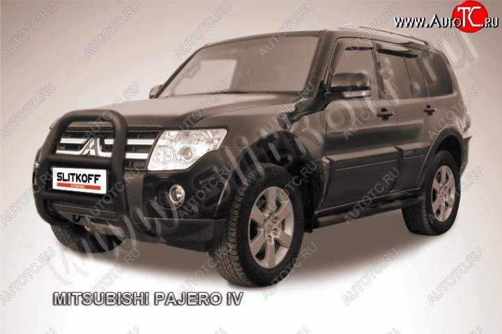 27 449 р. Кенгурятник d76 высокий Mitsubishi Pajero 4 V90 дорестайлинг (2006-2011) (Цвет: серебристый)  с доставкой в г. Йошкар-Ола