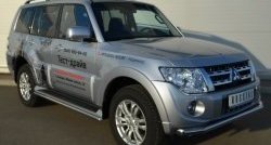 13 999 р. Одинарная защита переднего бампера диаметром 63 мм SLITKOFF  Mitsubishi Pajero ( 4 V90,  4 V80) (2011-2015) 1-ый рестайлинг, 3 дв. 1-ый рестайлинг  с доставкой в г. Йошкар-Ола. Увеличить фотографию 4