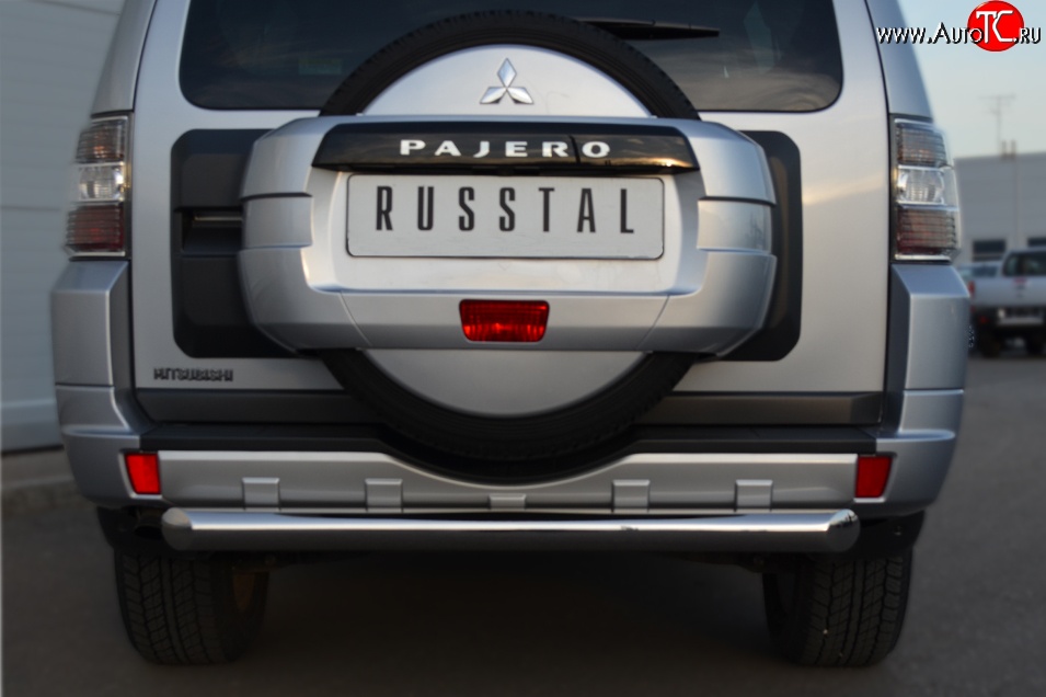 14 749 р. Одинарная защита заднего бампера из трубы диаметром 76 мм SLITKOFF  Mitsubishi Pajero  4 V90 (2006-2011) дорестайлинг  с доставкой в г. Йошкар-Ола