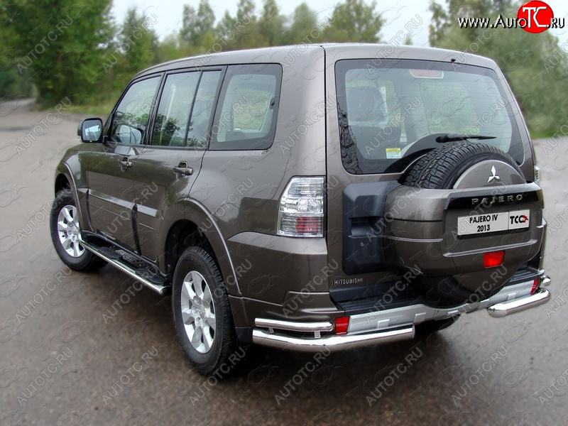 26 699 р. Защита заднего бампера (уголки двойные) ТСС 76,1/42,4 мм  Mitsubishi Pajero  4 V90 (2006-2011) дорестайлинг  с доставкой в г. Йошкар-Ола