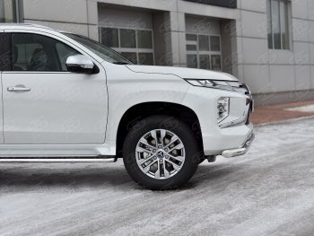 23 999 р. Защита переднего бампера (2 трубы Ø76 и 42 мм, нержавейка) SLITKOFF  Mitsubishi Pajero Sport  QF (2019-2022) рестайлинг  с доставкой в г. Йошкар-Ола. Увеличить фотографию 4