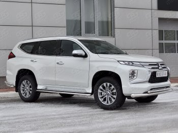 23 999 р. Защита переднего бампера (2 трубы Ø76 и 42 мм, нержавейка) SLITKOFF  Mitsubishi Pajero Sport  QF (2019-2022) рестайлинг  с доставкой в г. Йошкар-Ола. Увеличить фотографию 3