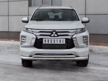 23 999 р. Защита переднего бампера (2 трубы Ø76 и 42 мм, нержавейка) SLITKOFF  Mitsubishi Pajero Sport  QF (2019-2022) рестайлинг  с доставкой в г. Йошкар-Ола. Увеличить фотографию 2