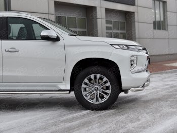 27 999 р. Защита переднего бампера SLITKOFF (Ø63 мм с уголками, нержавейка)  Mitsubishi Pajero Sport  QF (2019-2022) рестайлинг  с доставкой в г. Йошкар-Ола. Увеличить фотографию 4